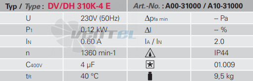 Rosenberg DH 310 K-4 E - описание, технические характеристики, графики